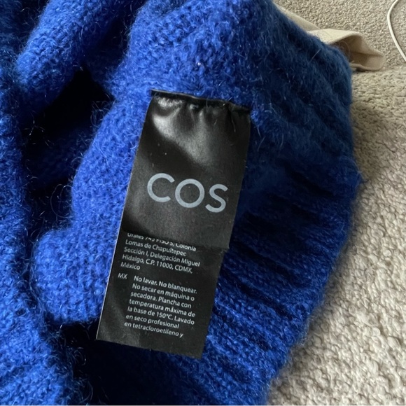 COS Cobalt Mohair Wool Cropped Sweater Vest Minimalist XS Jewel-Toned Resortwear - Picture 5 of 6